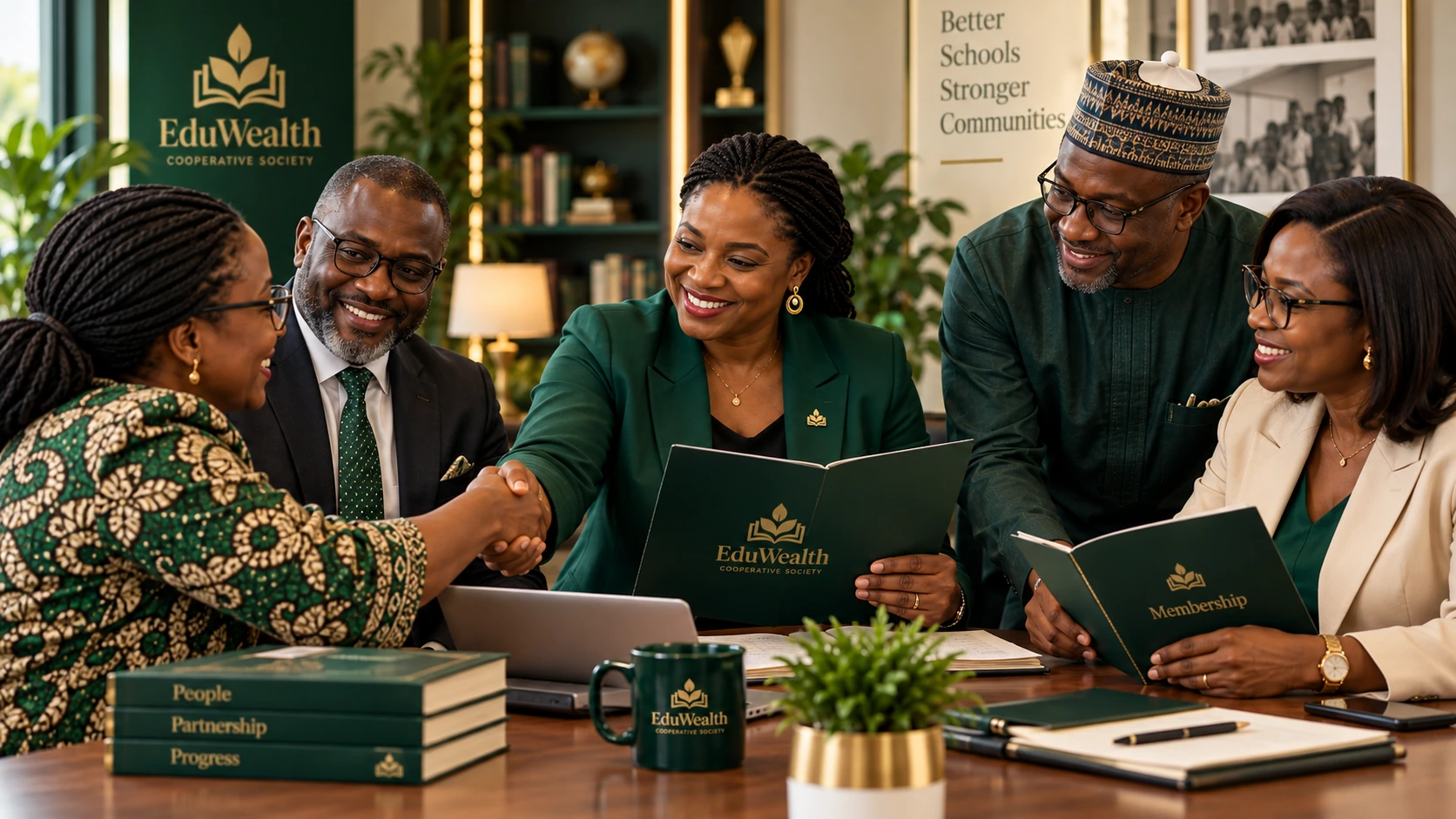 School owners reviewing EduWealth membership information together
